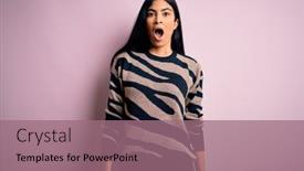  Presentation with animal print - Colorful presentation enhanced with young-beautiful-hispanic-woman-wearing backdrop and a coral colored foreground