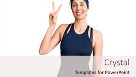  Presentation with swimmer - Amazing presentation theme having young-beautiful-hispanic-woman-wearing backdrop and a sky blue colored foreground