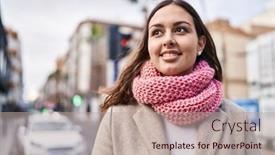  Presentation with beautiful hispanic woman - PPT layouts having young-beautiful-hispanic-woman-wearing background and a mint green colored foreground