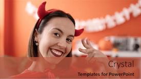  Presentation with devil - Presentation design with young-beautiful-hispanic-woman-wearing background and a red colored foreground