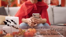  Presentation with devil - Slide set having young-beautiful-hispanic-woman-wearing background and a coral colored foreground