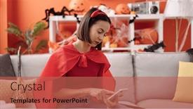  Presentation with devil - PPT layouts enhanced with young-beautiful-hispanic-woman-wearing background and a red colored foreground