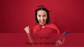  Presentation with devil - Slide deck with young-beautiful-hispanic-woman-wearing background and a crimson colored foreground