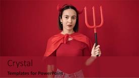 Presentation with devil - PPT layouts consisting of young-beautiful-hispanic-woman-wearing background and a crimson colored foreground