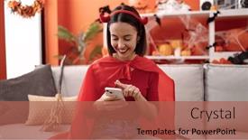  Presentation with devil - PPT theme enhanced with young-beautiful-hispanic-woman-wearing background and a red colored foreground