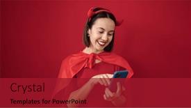  Presentation with devil - PPT theme consisting of young-beautiful-hispanic-woman-wearing background and a crimson colored foreground