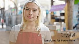  Presentation with apron - Presentation enhanced with young-beautiful-hispanic-woman-wearing background and a coral colored foreground