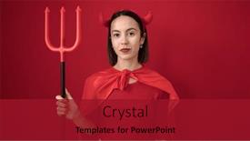  Presentation with devil - PPT theme having young-beautiful-hispanic-woman-wearing background and a crimson colored foreground