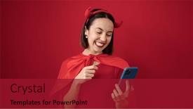  Presentation with devil - Presentation theme enhanced with young-beautiful-hispanic-woman-wearing background and a crimson colored foreground