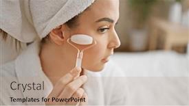  Presentation with beautiful hispanic woman - Slides featuring young-beautiful-hispanic-woman-wearing background and a coral colored foreground