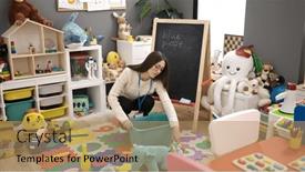  Presentation with beautiful hispanic woman - Presentation design enhanced with young-beautiful-hispanic-woman-working background and a coral colored foreground