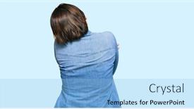  Presentation with hair care - PPT theme featuring young-beautiful-hispanic-woman background and a light blue colored foreground