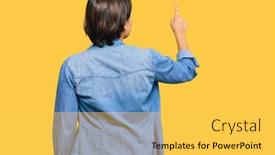  Presentation with denim - PPT layouts consisting of young-beautiful-hispanic-woman background and a yellow colored foreground