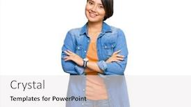  Presentation with short stories - Cool new slide set with young-beautiful-hispanic-woman backdrop and a white colored foreground