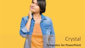  Presentation with denim - Amazing slide set having young-beautiful-hispanic-woman backdrop and a yellow colored foreground