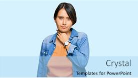  Presentation with infection - PPT theme enhanced with young-beautiful-hispanic-woman background and a light blue colored foreground