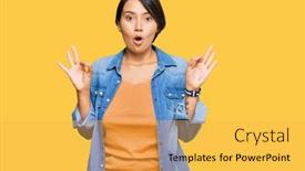  Presentation with beautiful hispanic woman - Presentation design consisting of young-beautiful-hispanic-woman background and a yellow colored foreground