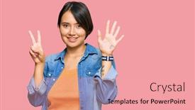  Presentation with confident young hispanic woman - Beautiful PPT theme featuring young-beautiful-hispanic-woman backdrop and a coral colored foreground
