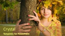  Presentation with maple leaves - Amazing slides having young-beautiful-homely-woman backdrop and a tawny brown colored foreground