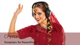  Presentation with indian woman bridal face - Beautiful presentation theme featuring young-beautiful-indian-woman-listening backdrop and a crimson colored foreground