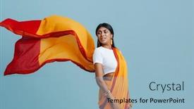  Presentation with indian woman - Presentation theme enhanced with young-beautiful-indian-woman background and a light blue colored foreground