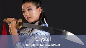  Presentation with japanese - Amazing PPT theme having young beautiful japanese woman looking backdrop and a ocean colored foreground