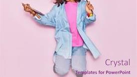  Presentation with artist - PPT theme with young-beautiful-latin-artist-woman background and a lemonade colored foreground