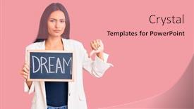  Presentation with dream - Colorful presentation theme enhanced with young-beautiful-latin-girl-holding backdrop and a coral colored foreground