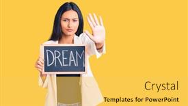  Presentation with dream - Presentation design having young-beautiful-latin-girl-holding background and a yellow colored foreground