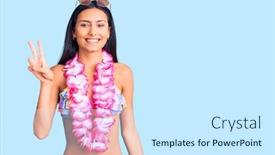  Presentation with hawaiian - Cool new slide deck with young-beautiful-latin-girl-wearing backdrop and a white colored foreground