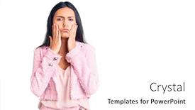  Presentation with sadness - Colorful theme enhanced with young-beautiful-latin-girl-wearing backdrop and a white colored foreground