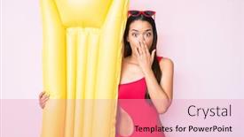  Presentation with matress - PPT theme consisting of young-beautiful-latin-girl-wearing background and a coral colored foreground