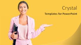  Presentation with binder - Beautiful slide set featuring young-beautiful-latin-girl-wearing backdrop and a yellow colored foreground