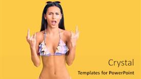  Presentation with latin music - Presentation theme enhanced with young-beautiful-latin-girl-wearing background and a yellow colored foreground