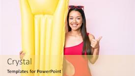  Presentation with matress - Amazing PPT theme having young-beautiful-latin-girl-wearing backdrop and a yellow colored foreground