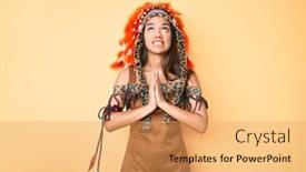  Presentation with praying hands - Colorful PPT theme enhanced with young-beautiful-latin-girl-wearing backdrop and a yellow colored foreground