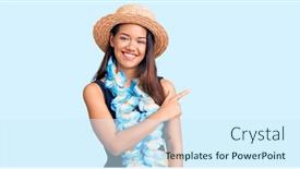  Presentation with hawaiian - Amazing slide deck having young-beautiful-latin-girl-wearing backdrop and a cool aqua colored foreground