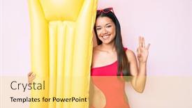  Presentation with matress - Slides consisting of young-beautiful-latin-girl-wearing background and a yellow colored foreground