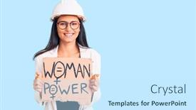  Presentation with girl power - Beautiful slide deck featuring young-beautiful-latin-girl-wearing backdrop and a cool aqua colored foreground