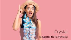  Presentation with hawaiian - PPT theme having young-beautiful-latin-girl-wearing background and a coral colored foreground