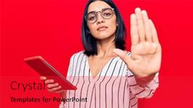 Presentation with defense - Theme consisting of young-beautiful-latin-woman-holding background and a red colored foreground