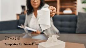  Presentation with napkin - Slide set having young-beautiful-latin-woman-psychologist background and a coral colored foreground