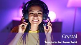  Presentation with streamer - Slide set enhanced with young-beautiful-latin-woman-streamer background and a violet colored foreground