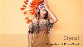  Presentation with indian woman - Presentation design with young-beautiful-latin-woman-wearing background and a yellow colored foreground