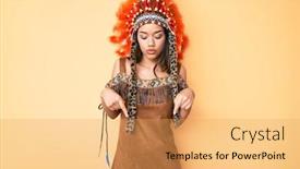  Presentation with indian woman - Presentation design with young-beautiful-latin-woman-wearing background and a yellow colored foreground