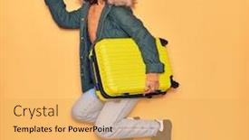  Presentation with cabin - Colorful slide set enhanced with young-beautiful-latin-woman-wearing backdrop and a yellow colored foreground