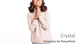  Presentation with praying hands - Beautiful presentation theme featuring young-beautiful-mixed-race-woman backdrop and a white colored foreground
