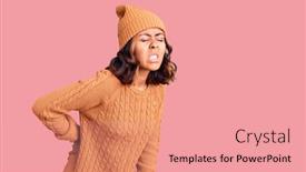  Presentation with back pain - Beautiful presentation theme featuring young-beautiful-mixed-race-woman backdrop and a coral colored foreground