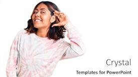  Presentation with tie dye - Presentation with young-beautiful-mixed-race-woman background and a white colored foreground