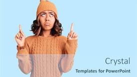  Presentation with wool - Beautiful PPT theme featuring young-beautiful-mixed-race-woman backdrop and a cool aqua colored foreground